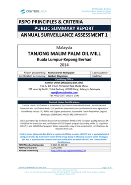 RSPO Audit Report