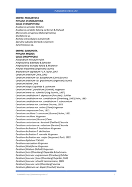 Plankweb Check-List
