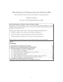 How Friedman & Schwartz Saved the World in 2008