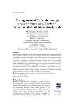 Management of Sadaqah Through Social Enterprises: a Study On