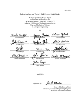 Design, Analysis, and Test of a High-Powered Model Rocket