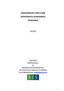 8. Appropriate Assessment Screening Report