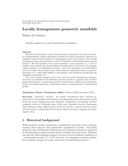 Locally Homogeneous Geometric Manifolds