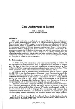 Case Assignment in Basque