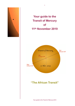 Your Guide to the Transit of Mercury of 11Th November 2019