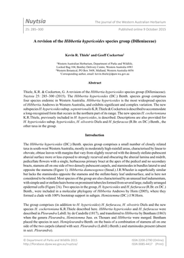 Revision of the Hibbertia Hypericoides Species Group (Dilleniaceae)