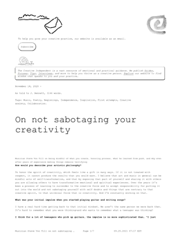 Musician Steve Von Till on Not Sabotaging Your Creativity