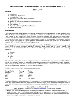 Troop Definitions for the Vietnam War 1965-1975