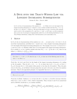 A Dive Into the Tracy-Widom Law Via Longest Increasing Subsequences Daniel K