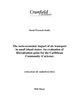 The Socio-Economic Impact of Air Transport in Small Island States: an Evaluation of Liberalisation Gains for the Caribbean Community (Caricom)