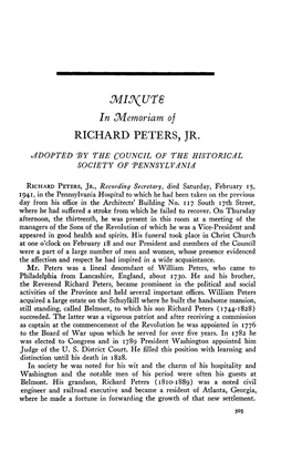 Mixture in Znlemoriam of RICHARD PETERS, JR