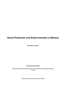 Social Protection and Social Inclusion in Belarus