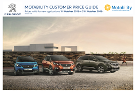 Peugeot Motability Price List