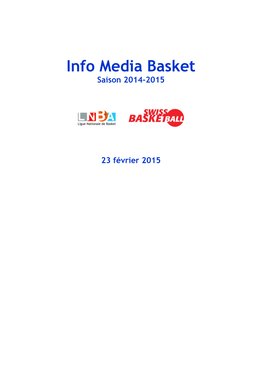 Info Media Basket Saison 2014-2015