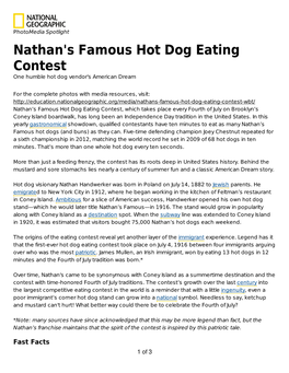 Nathan's Famous Hot Dog Eating Contest One Humble Hot Dog Vendor's American Dream