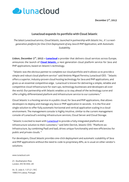 Lunacloud Expands Its Portfolio with Cloud Jelastic