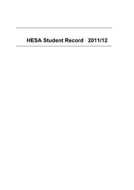 HESA Student Record 2011/12 Table of Contents (By Entity)
