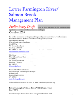 Lower Farmington River/ Salmon Brook Management Plan