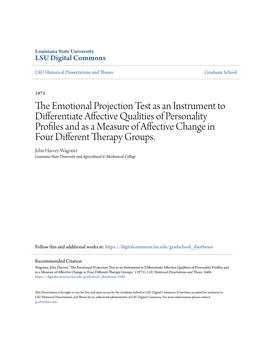 The Emotional Projection Test As an Instrument to Differentiate Affective