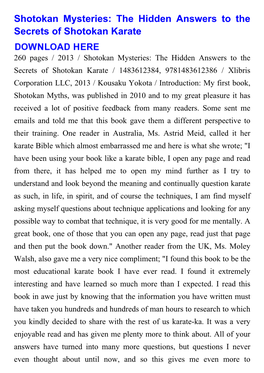 The Hidden Answers to the Secrets of Shotokan Karate