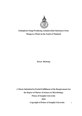 Endophytic Fungi Producing Antimicrobial Substances from Mangrove Plants in the South of Thailand