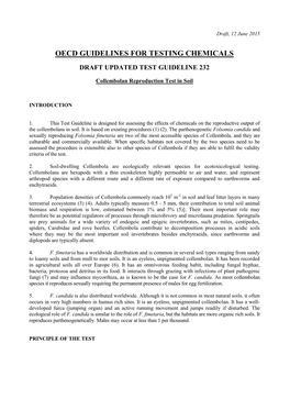 Oecd Guidelines for Testing Chemicals Draft Updated Test Guideline 232