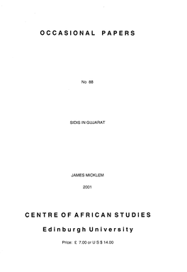 OCCASIONAL PAPERS CENTRE of AFRICAN STUDIES Edinburgh University