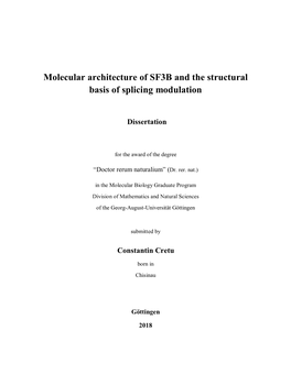 Molecular Architecture of SF3B and the Structural Basis of Splicing Modulation