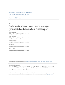 Endometrial Adenosarcoma in the Setting of a Germline DICER1 Mutation: a Case Report Mary M