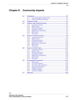 Chapter 6: Community Impacts