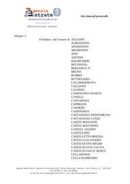 Asti, Data Del Protocollo Allegati