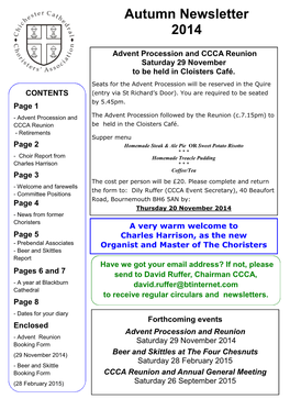 Autumn Newsletter 2014