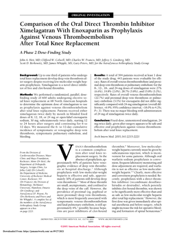 Comparison of the Oral Direct Thrombin Inhibitor