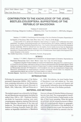 Contribution to the Knowledge of the Jewel Beetles (Coleoptera: Buprestidae) of the Republic of Macedonia