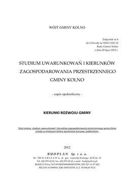 Studium Uwarunkowań I Kierunków Zagospodarowania Przestrzennego Gminy Kolno