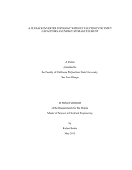 A Flyback Inverter Topology Without Electrolytic Input Capacitors As Energy Storage Element