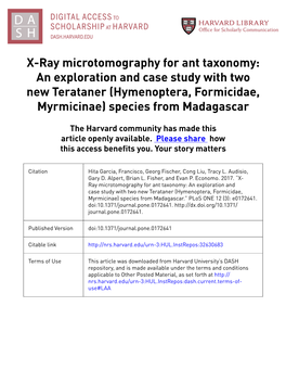 X-Ray Microtomography for Ant Taxonomy: an Exploration and Case Study with Two New Terataner (Hymenoptera, Formicidae, Myrmicinae) Species from Madagascar