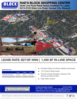 Lease Rate: $27/Sf Nnn | 1,400 Sf In-Line Space