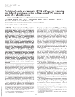 Aurintricarboxylic Acid Prevents GLUR2 Mrna Down-Regulation