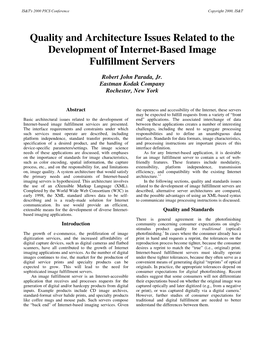 Quality and Architecture Issues Related to the Development of Internet-Based Image Fulfillment Servers