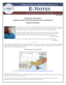 UKRAINE AMIDST TRANSDNIESTRIA and the DONBAS by John R