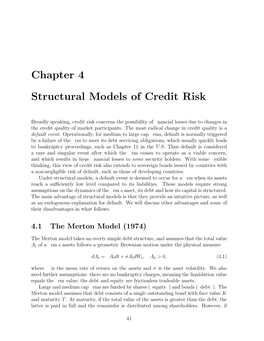 Chapter 4 Structural Models of Credit Risk
