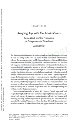 Keeping up with the Kardashians Fame- Work and the Production of Entrepreneurial Sisterhood