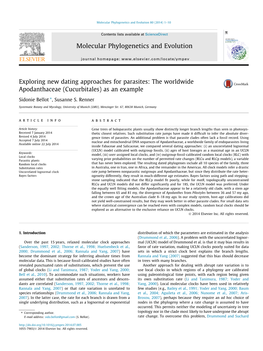 The Worldwide Apodanthaceae (Cucurbitales) As an Example ⇑ Sidonie Bellot , Susanne S