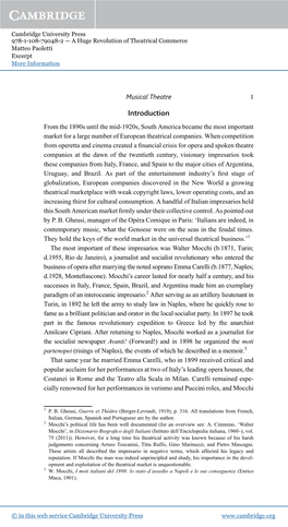 Introduction from the 1890S Until the Mid-1920S, South America Became the Most Important Market for a Large Number of European Theatrical Companies