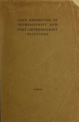 Loan Exhibition of Impressionist and Post-Impressionist Paintings