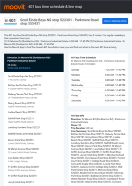 401 Bus Time Schedule & Line Route