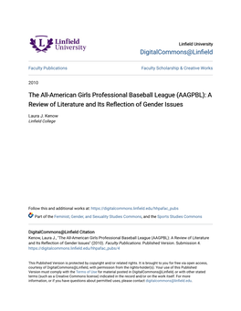 The All-American Girls Professional Baseball League (AAGPBL): a Review of Literature and Its Reflection of Gender Issues