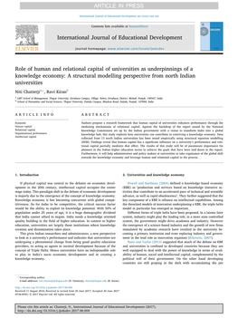 Role of Human and Relational Capital of Universities As Underpinnings Of