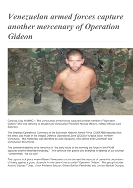 Venezuelan Armed Forces Capture Another Mercenary of Operation Gideon